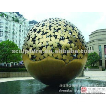 outdoor copper abstract globe sculpture